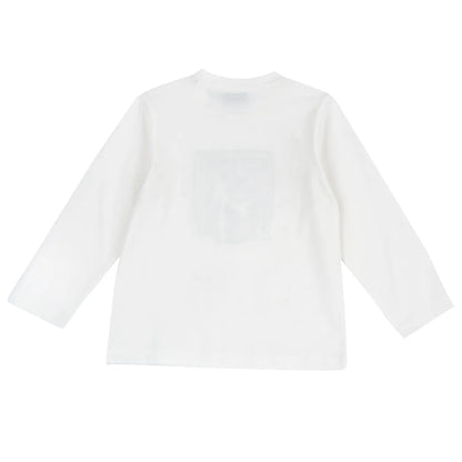 Boys White &amp; Black Graphic Printed Long Sleeve T-shirt