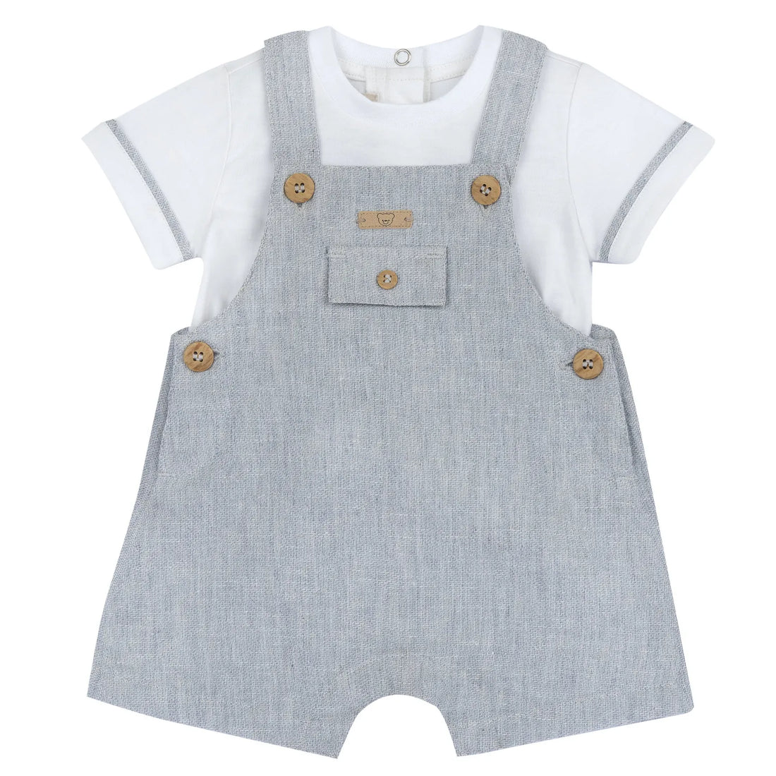 Boys White and Blue Applique T-Shirt with Shorts