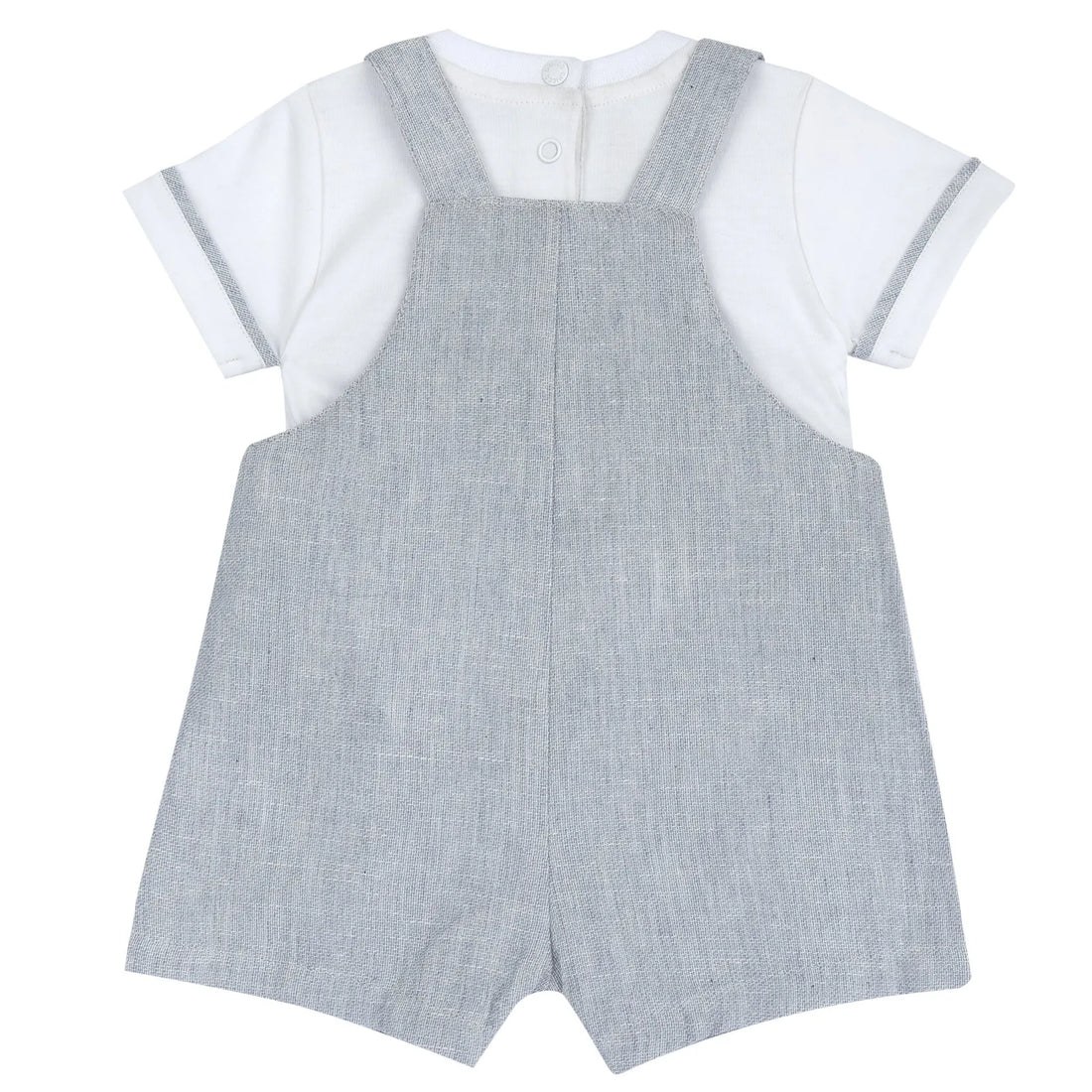 Boys White and Blue Applique T-Shirt with Shorts