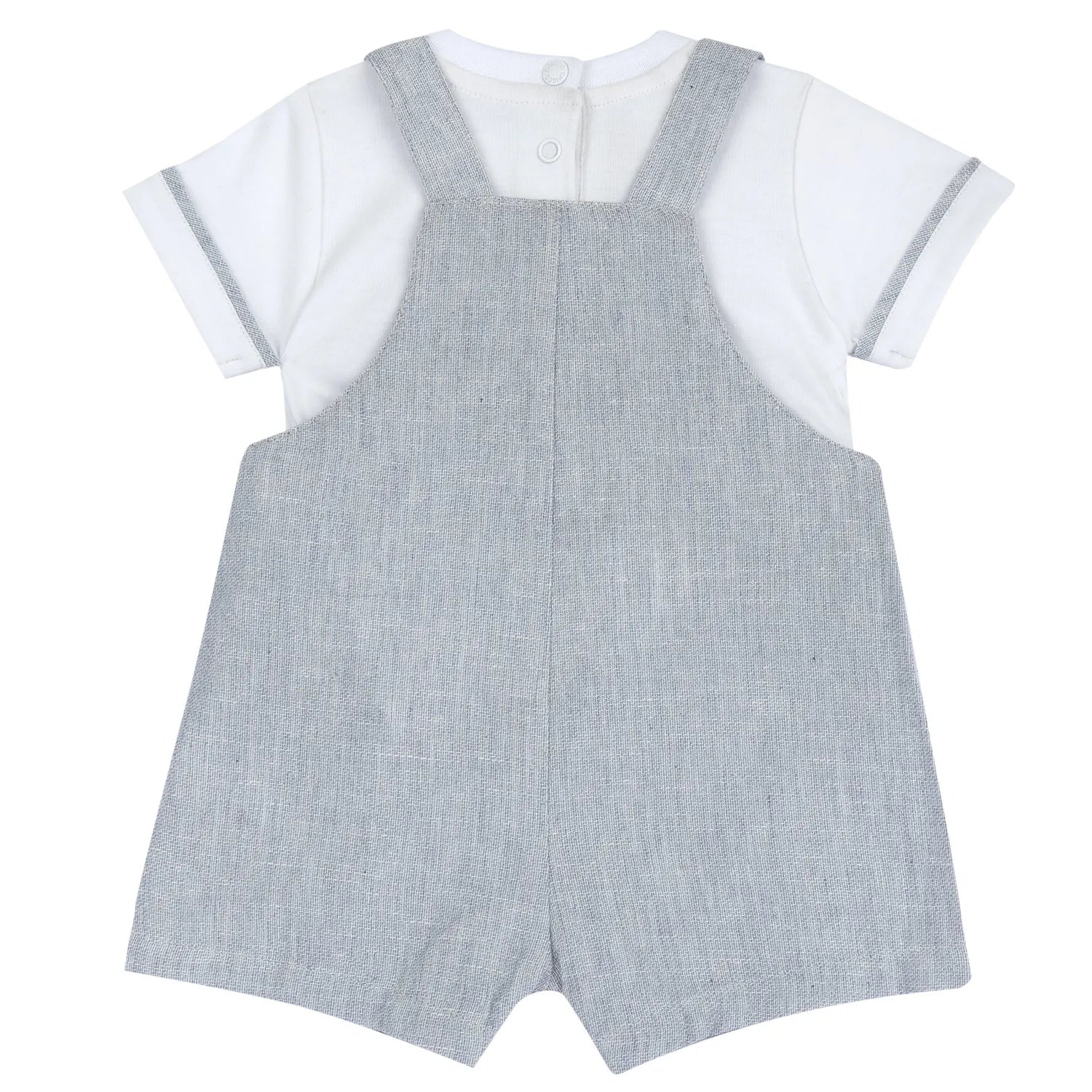 Boys White and Blue Applique T-Shirt with Shorts