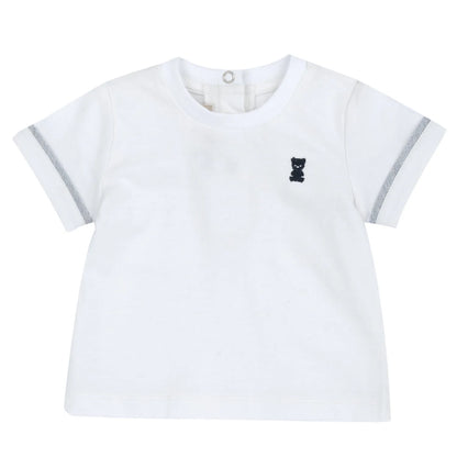 Boys White and Blue Applique T-Shirt with Shorts