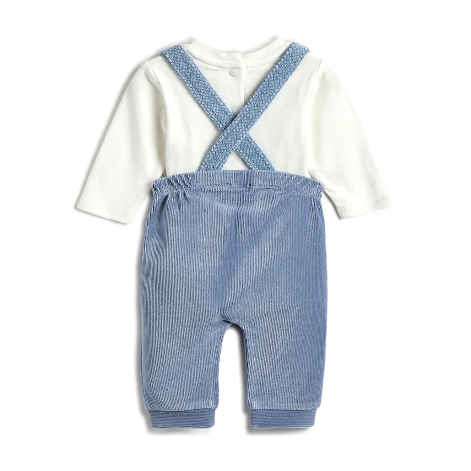Boys White &amp; Blue Bodysuit with Dungaree