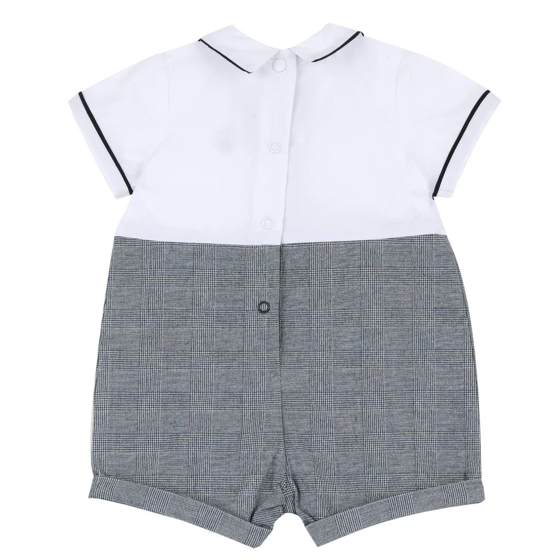 Boys White and Blue Checked Romper