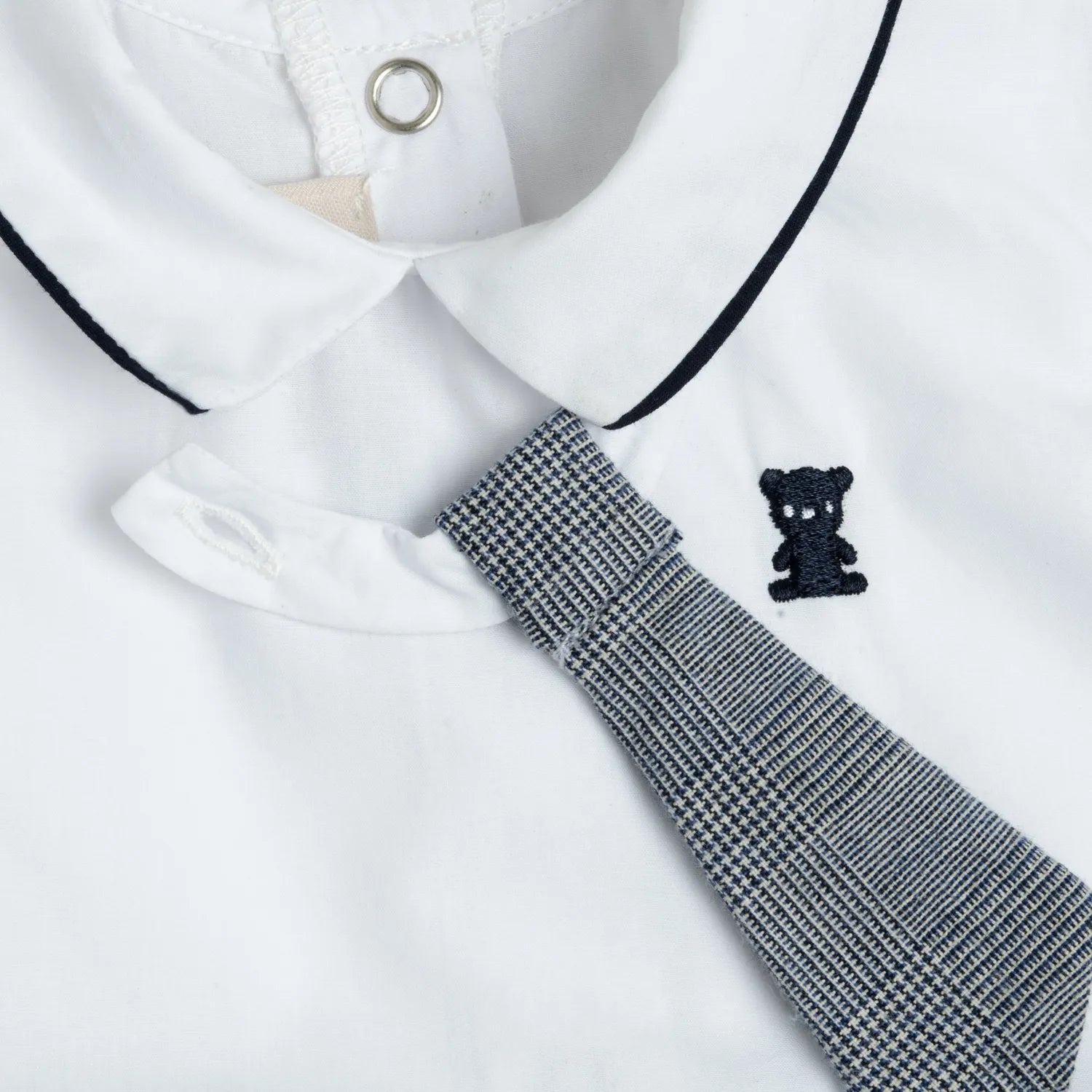 Boys White and Blue Checked Romper