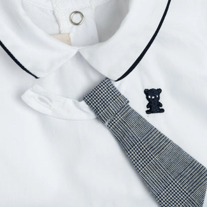 Boys White and Blue Checked Romper