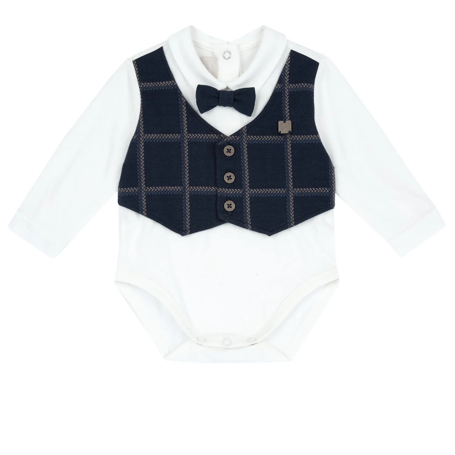 Boys White &amp; Blue Checked Shirt With Trousers