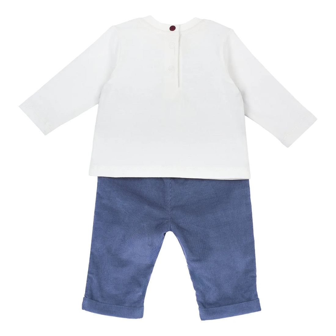 Boys White &amp; Blue Corduroy T-shirt with Trouser
