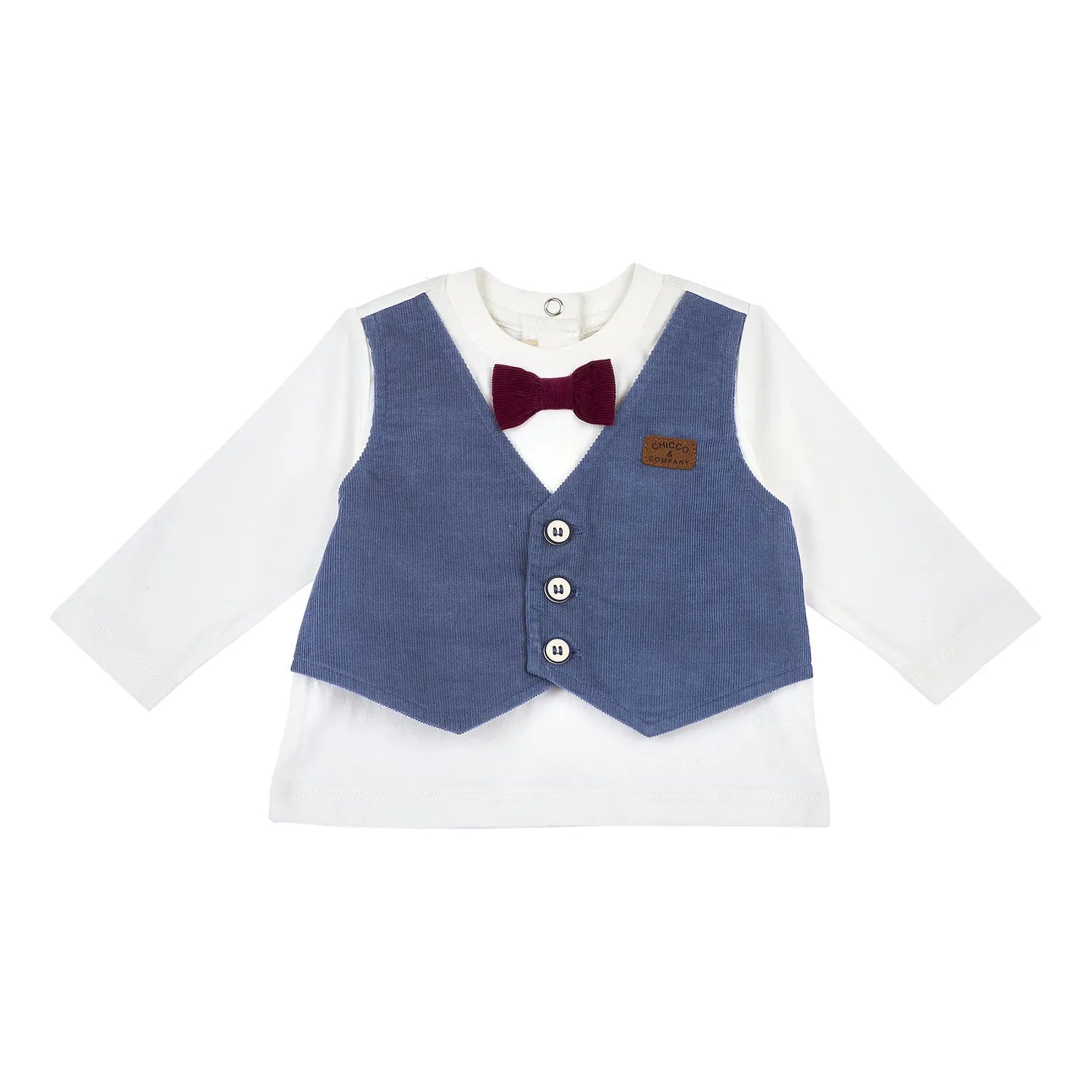 Boys White &amp; Blue Corduroy T-shirt with Trouser