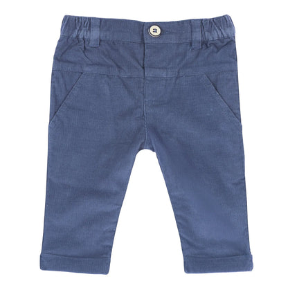 Boys White &amp; Blue Corduroy T-shirt with Trouser