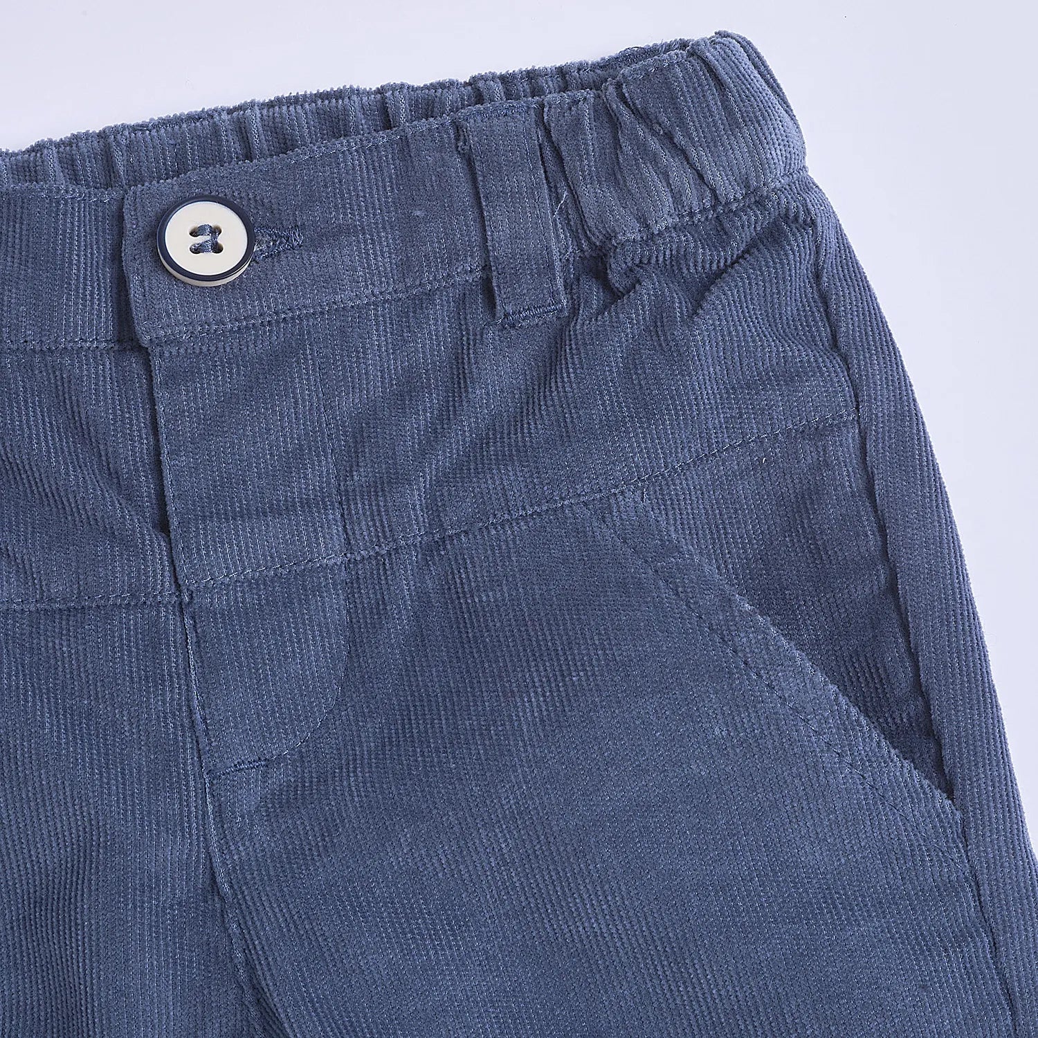 Boys White &amp; Blue Corduroy T-shirt with Trouser