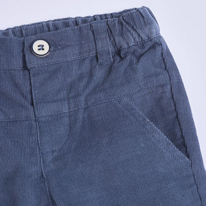 Boys White &amp; Blue Corduroy T-shirt with Trouser