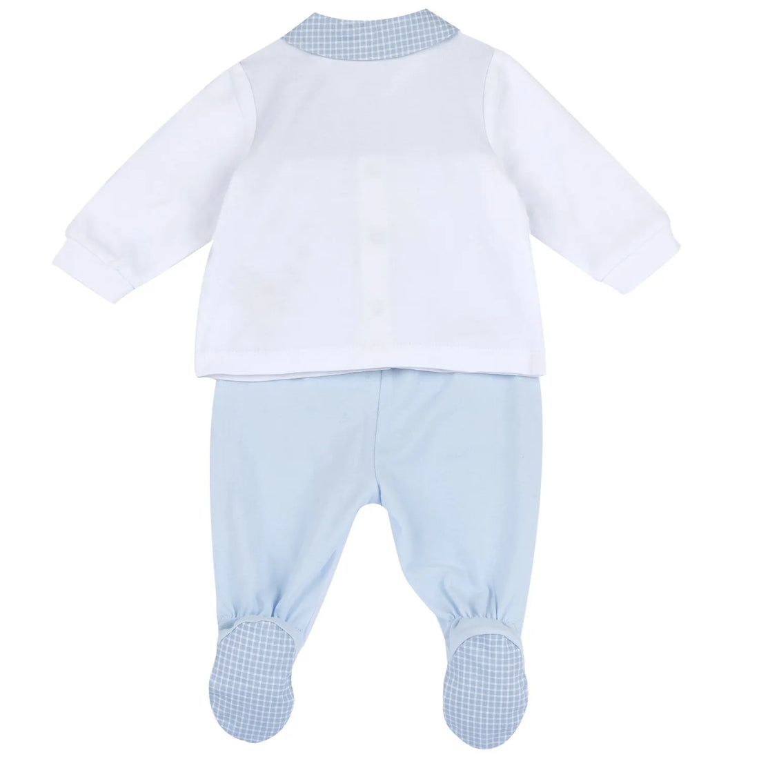 Boys White and Blue Embroidered Smock with Leggings
