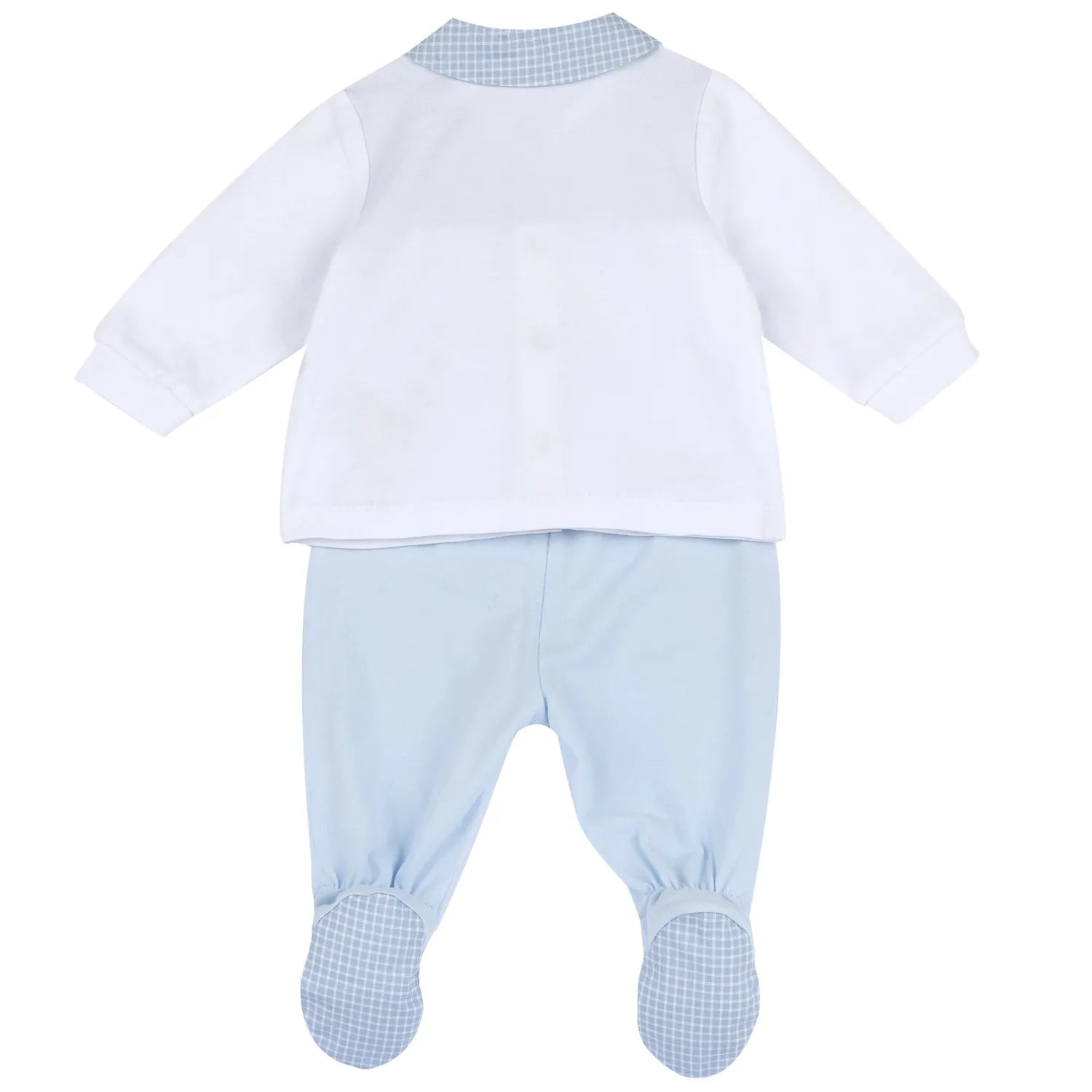 Boys White and Blue Embroidered Smock with Leggings