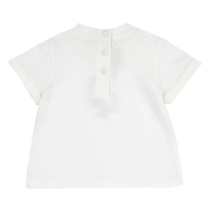 Boys White and Blue Embroidered T-shirt