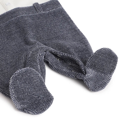 Boys White &amp; Blue Leg Opening Babysuit