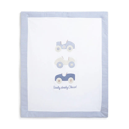Boys White &amp; Blue Pram Blanket