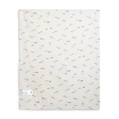 Boys White &amp; Blue Pram Blanket