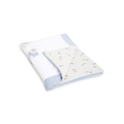 Boys White &amp; Blue Pram Blanket