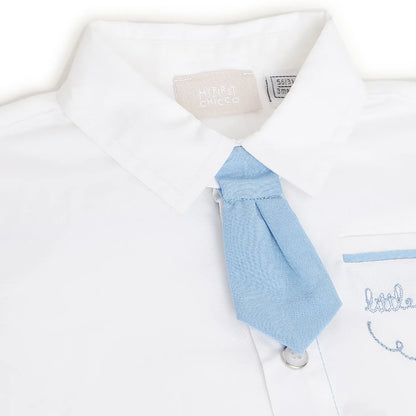 Boys White &amp; Blue Printed Shirt