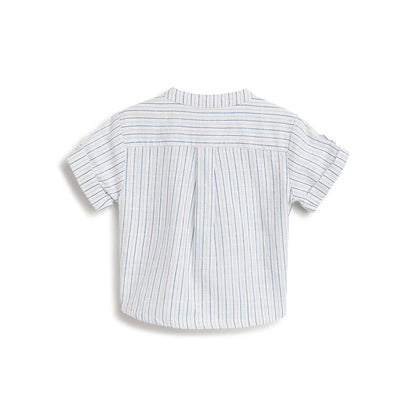 Boys White and Blue Striped Shirt
