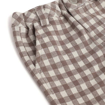 Boys White &amp; Brown Cotton T-shirt With Trousers