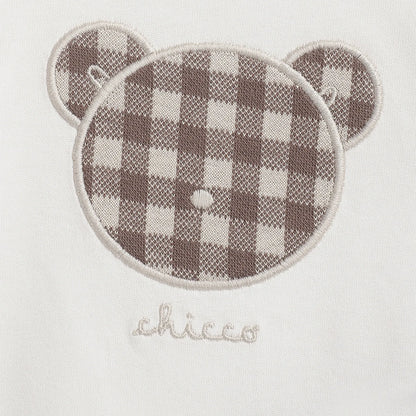 Boys White &amp; Brown Cotton T-shirt With Trousers