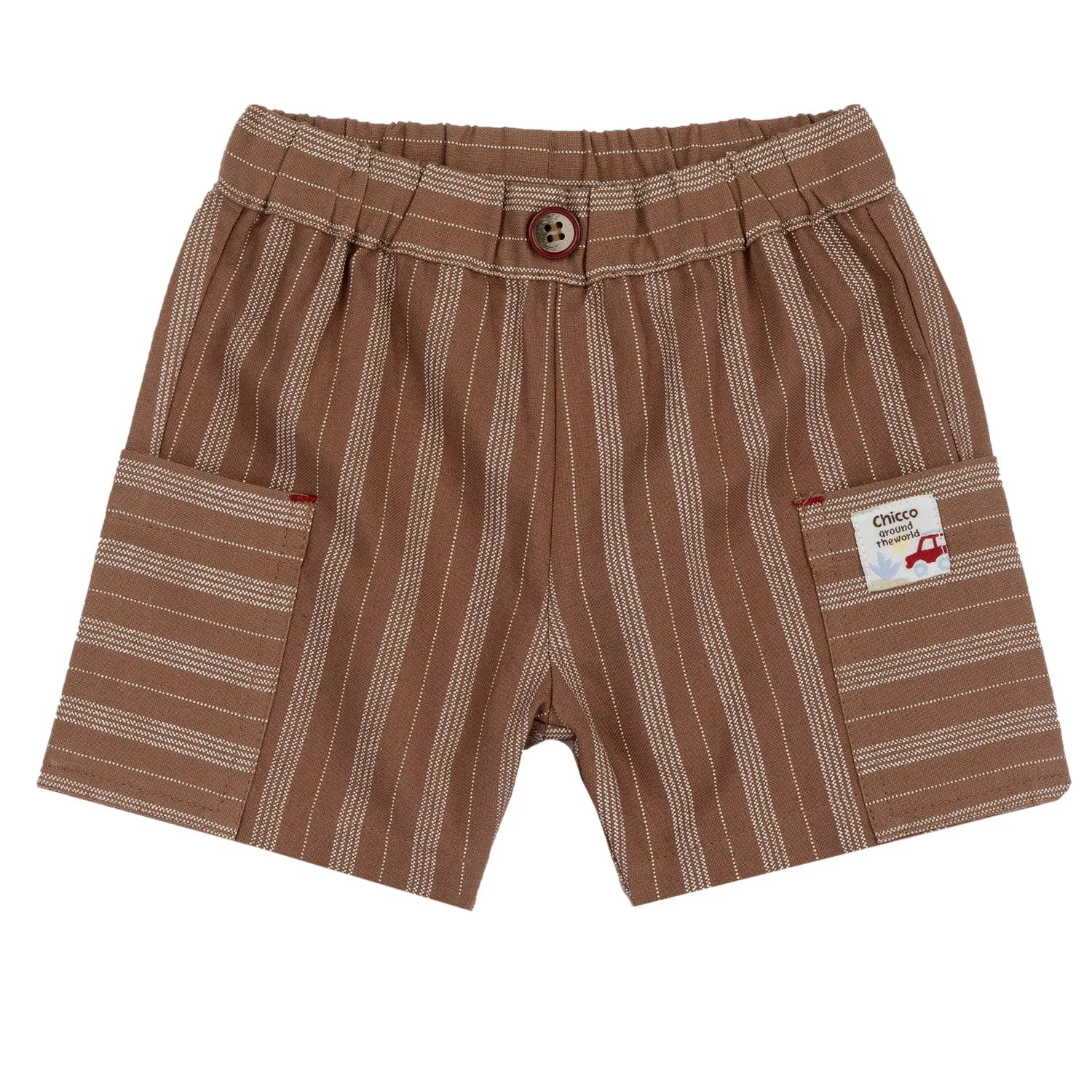 Boys White and Brown Embroidered T-Shirt with Shorts