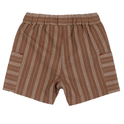 Boys White and Brown Embroidered T-Shirt with Shorts