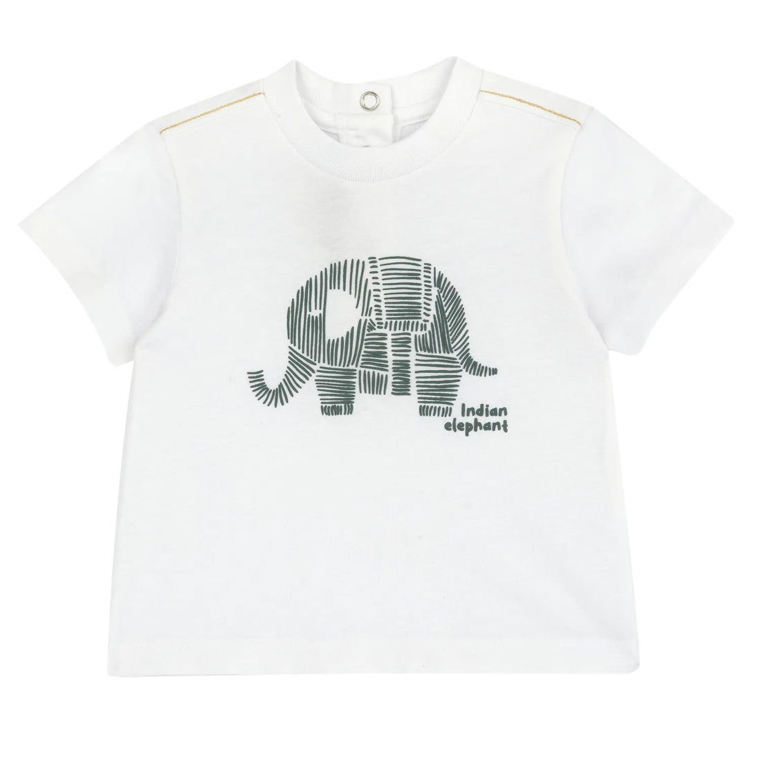 Boys White and Green Animal Printed T-shirt