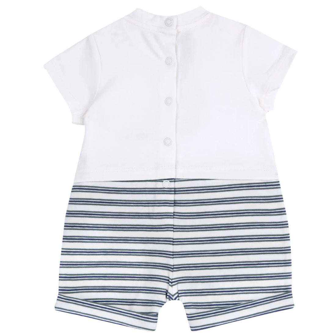 Boys White and Green Embellished Romper