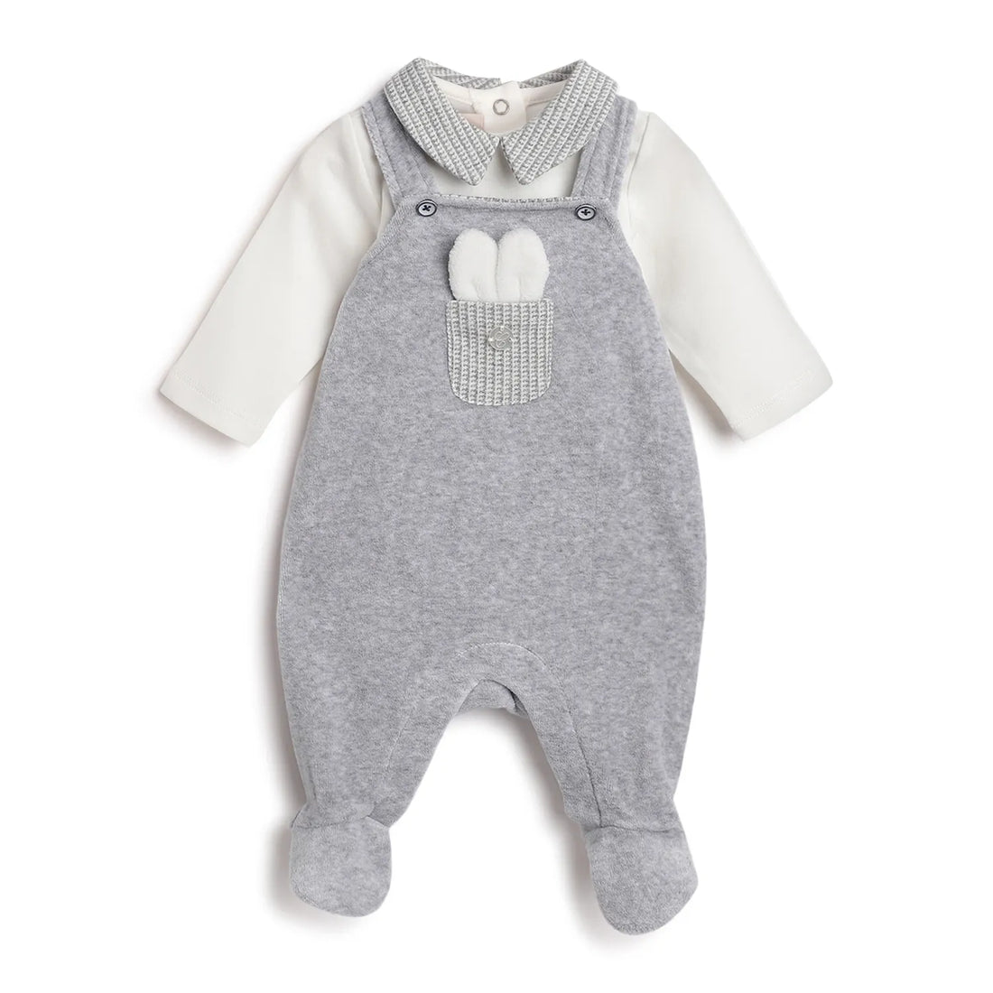 Boys White &amp; Grey Applique Bodysuit with Babysuit