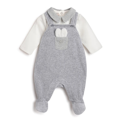 Boys White &amp; Grey Applique Bodysuit with Babysuit