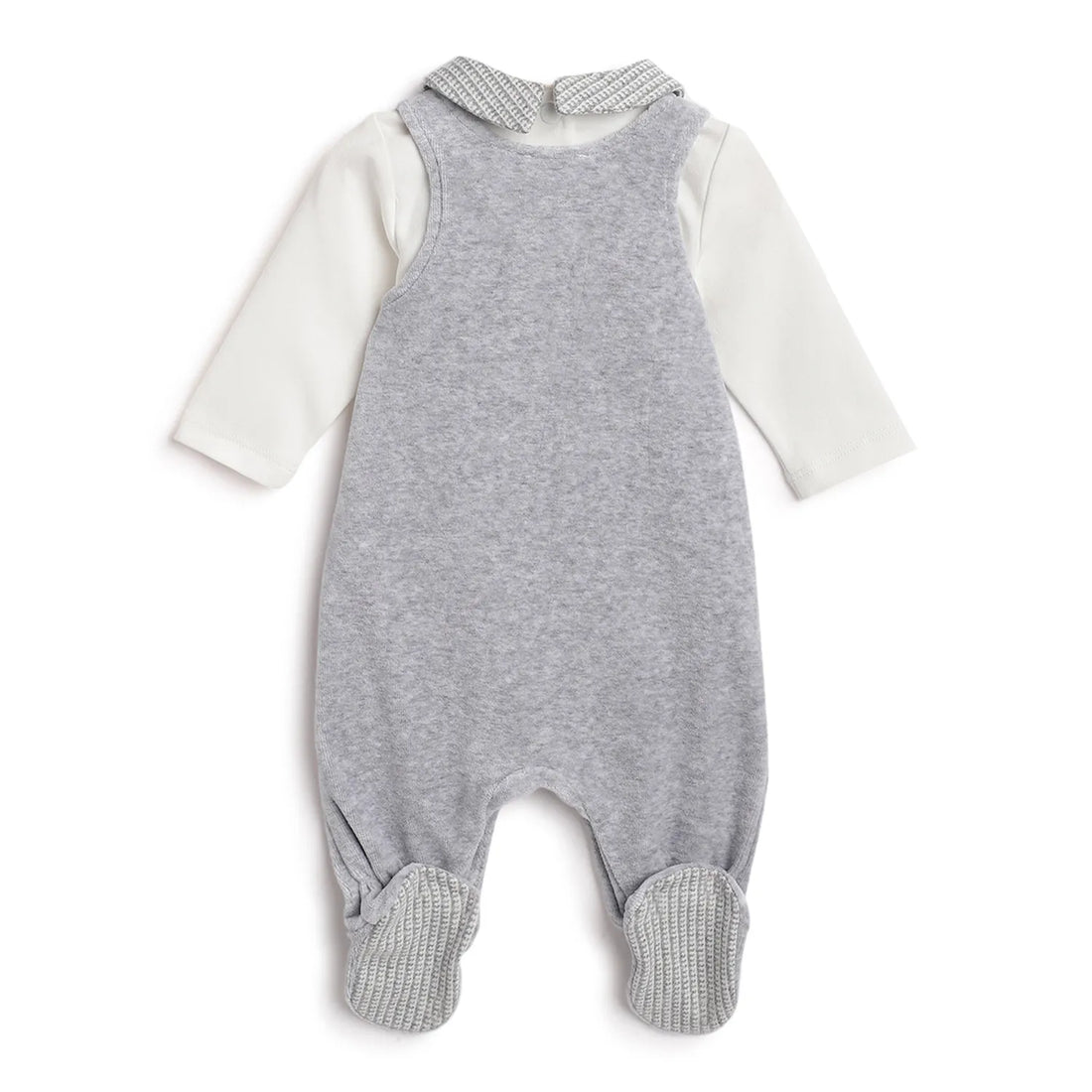 Boys White &amp; Grey Applique Bodysuit with Babysuit
