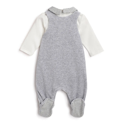 Boys White &amp; Grey Applique Bodysuit with Babysuit