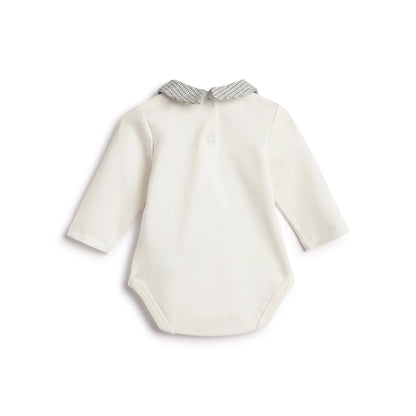 Boys White &amp; Grey Applique Bodysuit with Babysuit