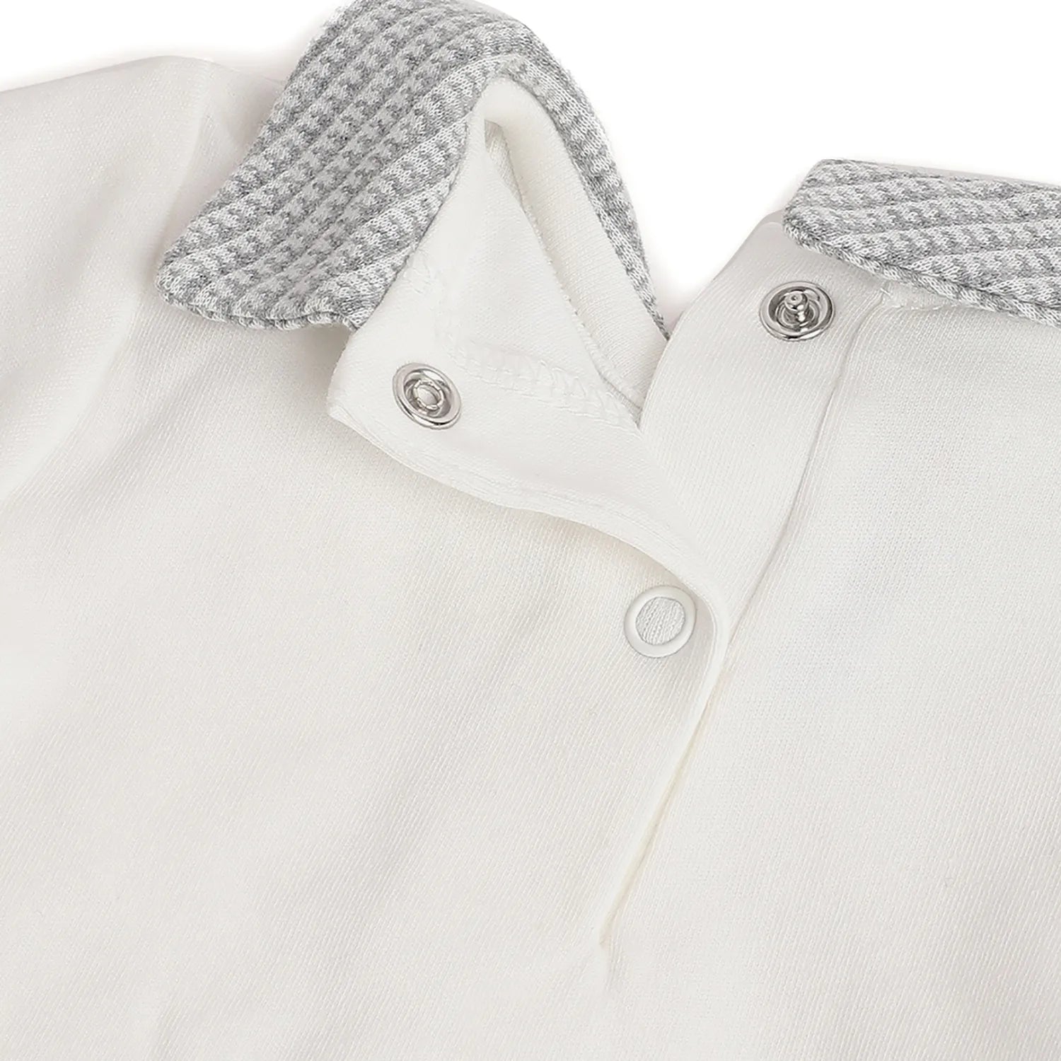 Boys White &amp; Grey Applique Bodysuit with Babysuit