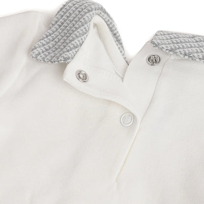 Boys White &amp; Grey Applique Bodysuit with Babysuit