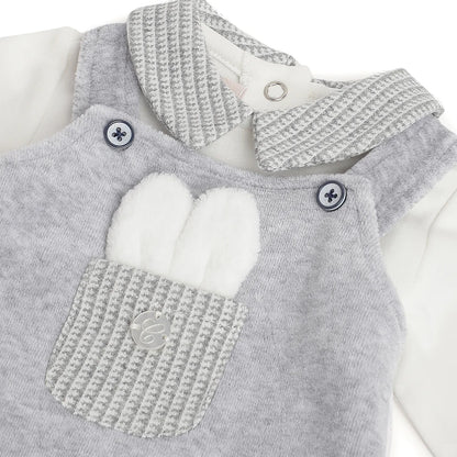 Boys White &amp; Grey Applique Bodysuit with Babysuit
