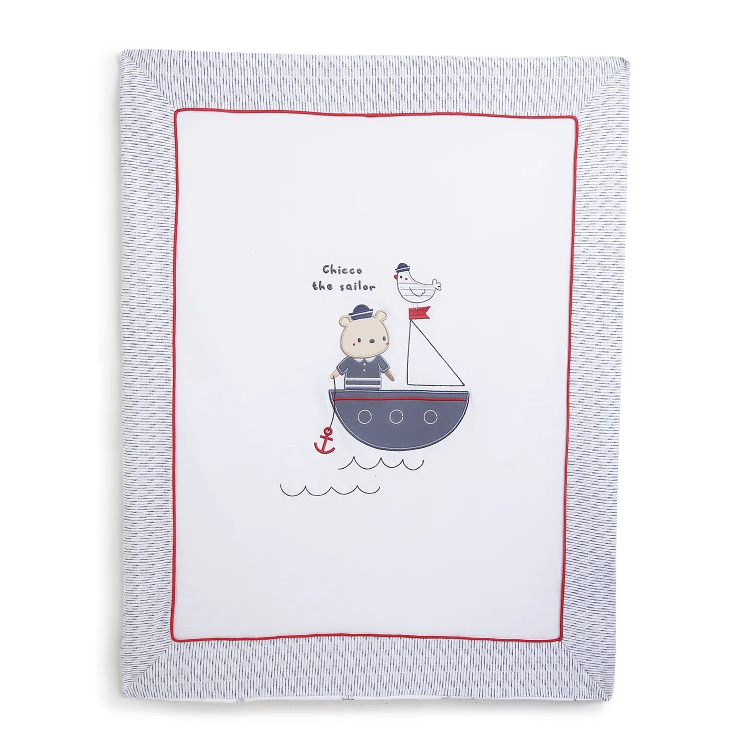 Boys White &amp; Grey Cotton Pram Blanket