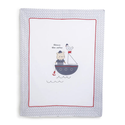 Boys White &amp; Grey Cotton Pram Blanket