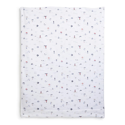 Boys White &amp; Grey Cotton Pram Blanket