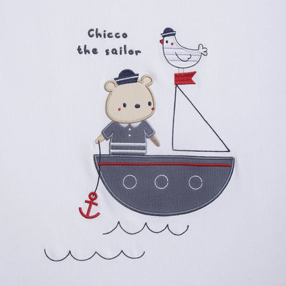 Boys White &amp; Grey Cotton Pram Blanket