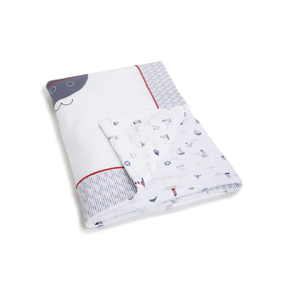 Boys White &amp; Grey Cotton Pram Blanket