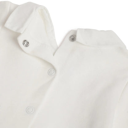 Boys White &amp; Grey Embroidered Smock With Leggings