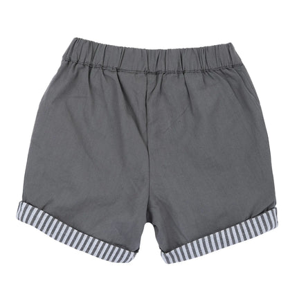 Boys White and Grey Embroidered T-Shirt with Shorts