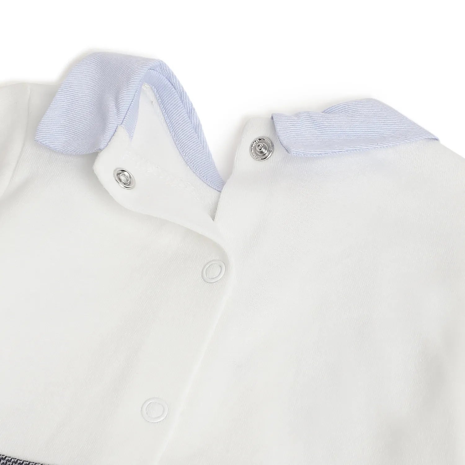 Boys White &amp; Grey Leg Opening Babysuit