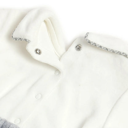 Boys White &amp; Grey Nappy Opening Babysuit