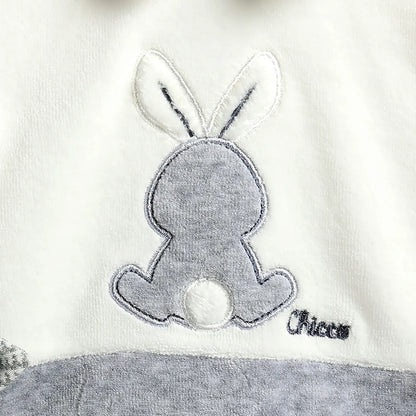 Boys White &amp; Grey Nappy Opening Babysuit