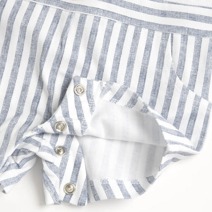 Boys White and Light Blue Embroidered Romper