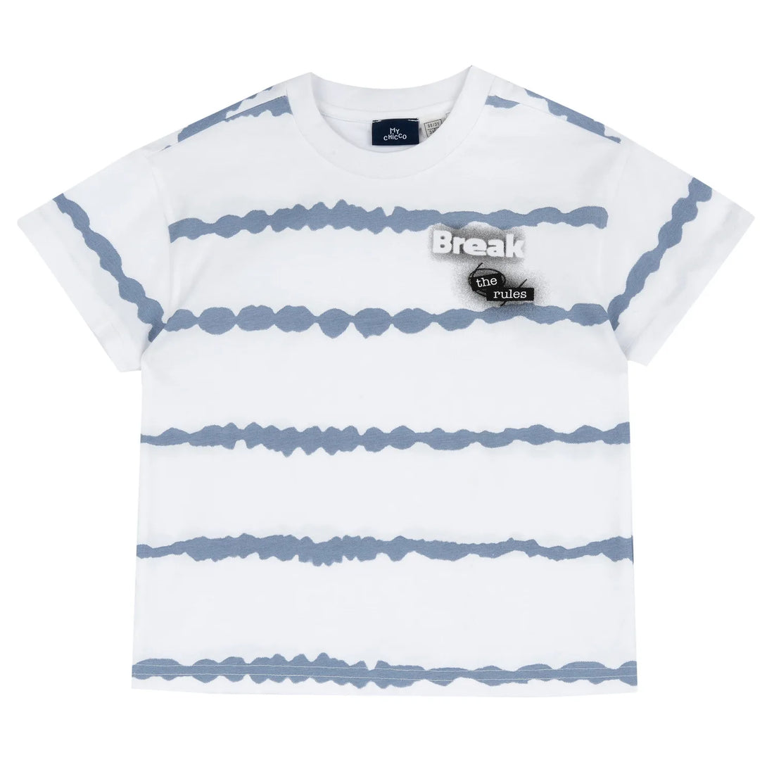 Boys White Light Blue Printed T-shirt